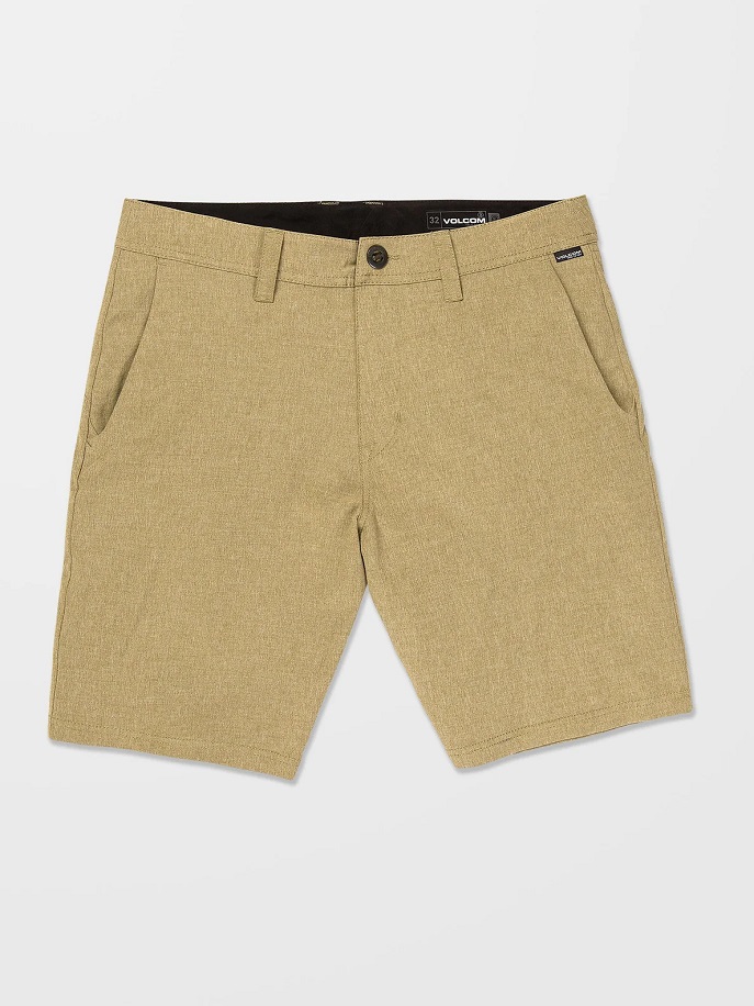 Shorts Volcom Frickin Cross in Cachi Scuro e Midnight Blue, con tessuto idrofobico e asciugatura rapida, ideali per attività acquatiche e casual.