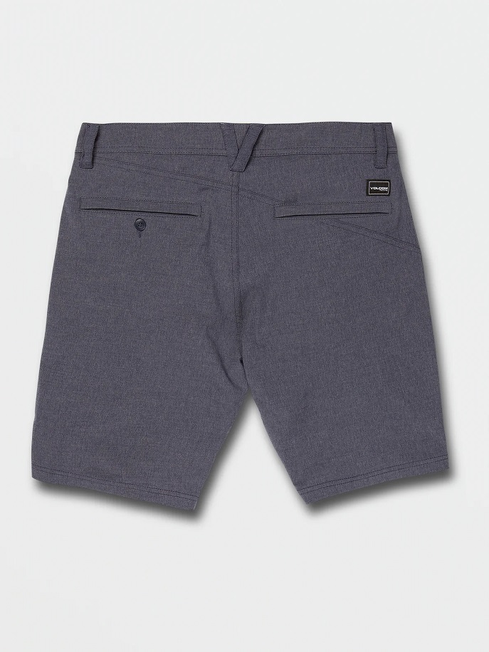 Shorts Volcom Frickin Cross in Cachi Scuro e Midnight Blue, con tessuto idrofobico e asciugatura rapida, ideali per attività acquatiche e casual.