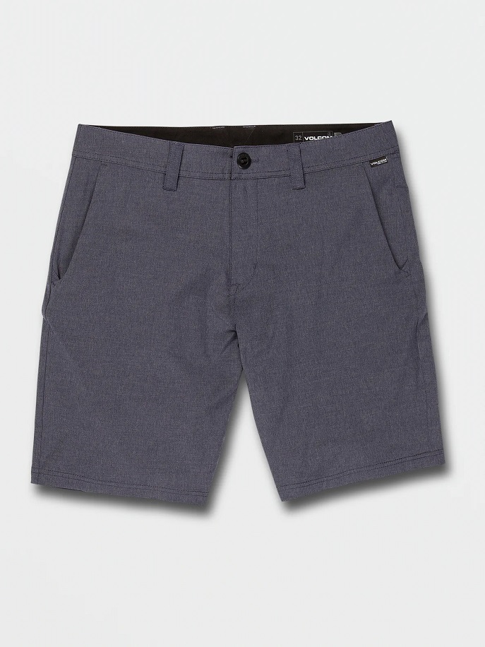 Shorts Volcom Frickin Cross in Cachi Scuro e Midnight Blue, con tessuto idrofobico e asciugatura rapida, ideali per attività acquatiche e casual.