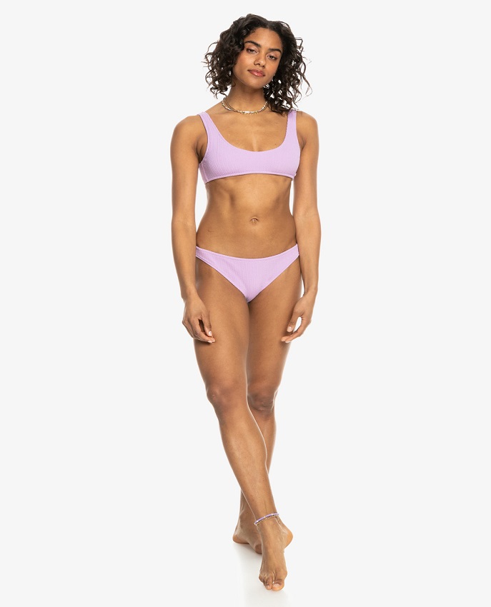 Bikini Slip Roxy Aruba da donna, vita bassa, copertura media, materiale elasticizzato, ideale per l'abbigliamento surf da donna.