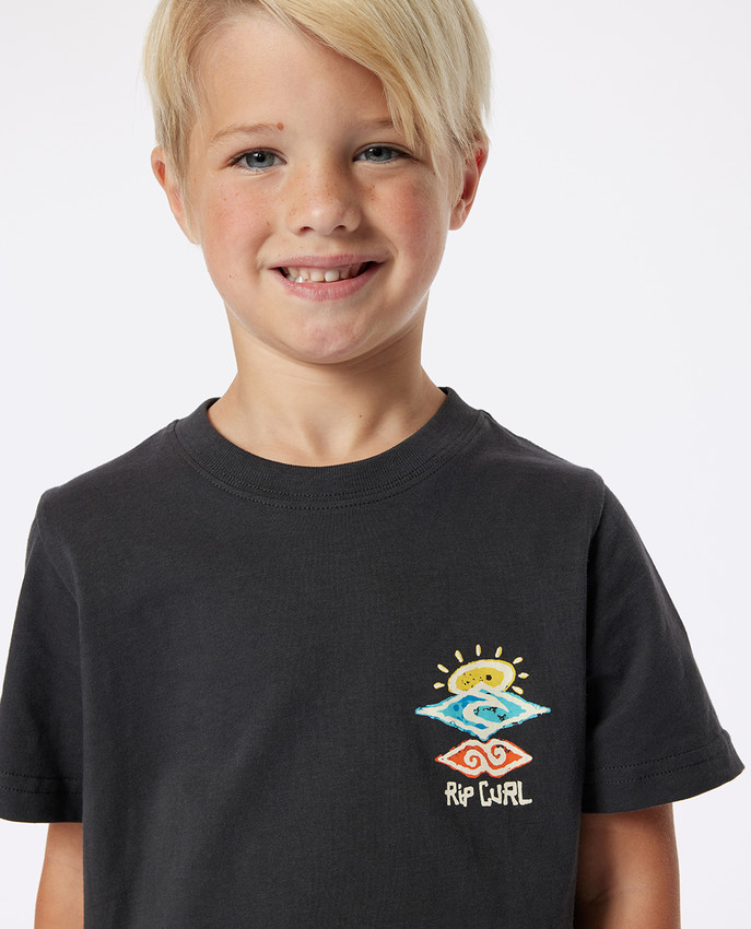 Maglietta Rip Curl Icons Of Shred da bambino in cotone con logo Rip Curl, colore washed black.