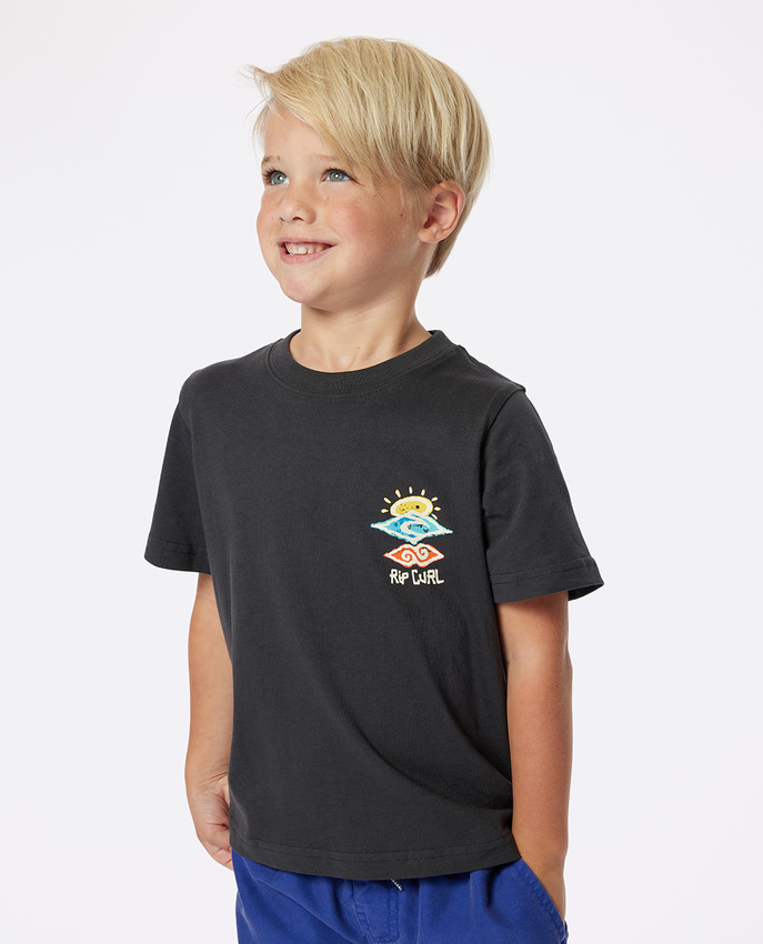 Maglietta Rip Curl Icons Of Shred da bambino in cotone con logo Rip Curl, colore washed black.
