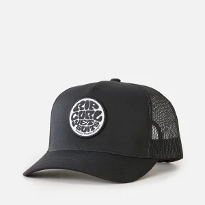 Cappello Wetsuit Icon Trucker Rip Curl da uomo con visiera curva, badge woven e profilo high profile