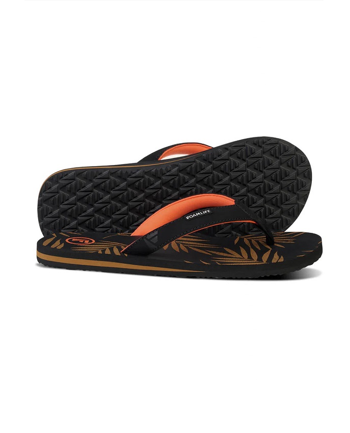 Infradito Foamlife Zikat SC da donna con stampa motivo palme e interno arancione.