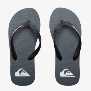 Infradito Molokai Core Quiksilver grigie da uomo con fascia a 3 punti e logo sulla soletta.