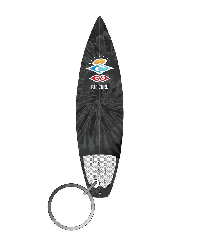 Portachiavi Surfboard Keyring Rip Curl Black Grey a forma di tavola da surf in plastica