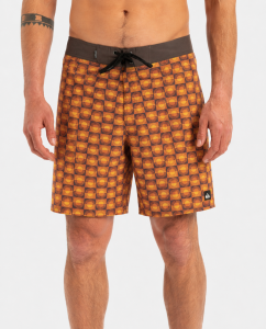 Boardshort Surfsilk Straight Leg Quiksilver da uomo con fantasia Florever Bran e vita fissa.