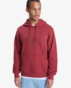 Felpa Comp Logo Quiksilver burnt russet da uomo con cappuccio, tasca marsupio e logo frontale.