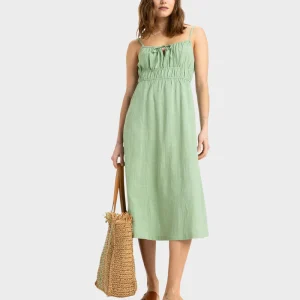 Vestito Midi Rosie Skies Roxy da donna con spalline regolabili e laccio frontale.