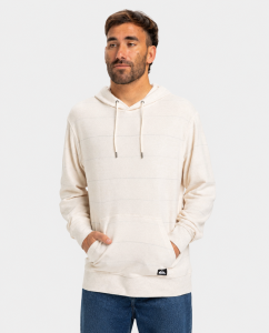 Felpa Great Otway Quiksilver da uomo grigia con cappuccio, tasca a marsupio e maniche lunghe.