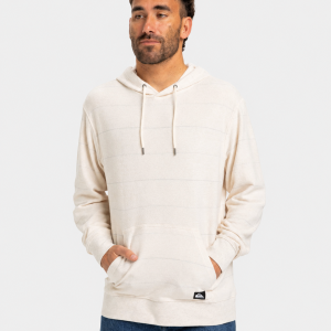 Felpa Great Otway Quiksilver da uomo grigia con cappuccio, tasca a marsupio e maniche lunghe.
