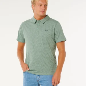 Polo Easy As Rip Curll nera da uomo in cotone con relaxed fit, righe yarn dyed, maniche corte e ricamo sul petto.