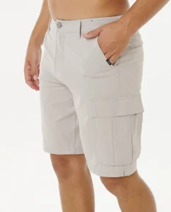 Shorts Cargo Boardwalk Rip Curl Dark Olive da uomo con relaxed fit e tasca laterale con zip