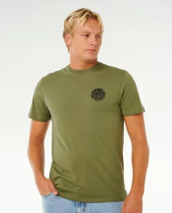 T-shirt Wettie Icon Rip Curl surplus green da uomo, maniche corte, standard fit e stampa frontale.