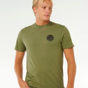 T-shirt Wettie Icon Rip Curl surplus green da uomo, maniche corte, standard fit e stampa frontale.