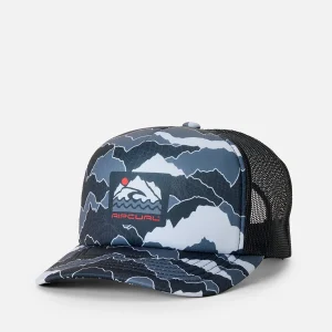 Cappello Weekender Trucker Rip Curl Black Grey da uomo con visiera curva e profilo high profile