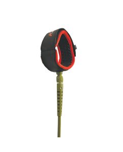 Leash Premium 7' Khaki Koalition da surf con cordino arancione, lunghezza 7 piedi e spessore 7 mm.