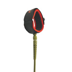 Leash Premium 7' Khaki Koalition da surf con cordino arancione, lunghezza 7 piedi e spessore 7 mm.