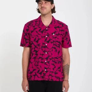 Camicia Boldstone Volcom da uomo a manica corta in viscosa con fit boxy e bottoni logo