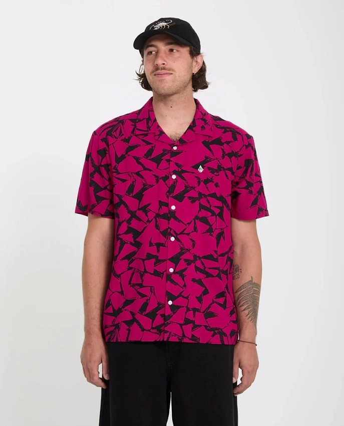 Camicia Boldstone Volcom da uomo a manica corta in viscosa con fit boxy e bottoni logo