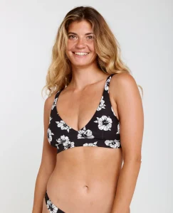 Top bikini halter Party Wave Rip Curl da donna con stampa all over, spalline regolabili e dettaglio logo in metallo.