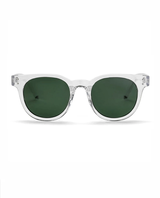 Occhiali da Sole CHPO Fyren X con montatura trasparente, lenti verdi e forma unisex dal fit medio.