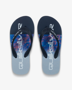 Infradito Molokai Art Quiksilver blu da ragazzo con cinturino a 3 punti e grafica sulla soletta.