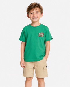 Maglietta Ev Heritage Quiksilver da bambino con serigrafia su petto e schiena.