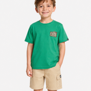 Maglietta Ev Heritage Quiksilver da bambino con serigrafia su petto e schiena.