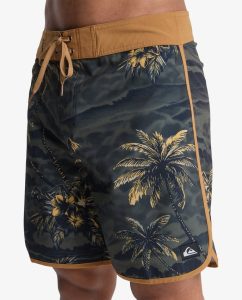 Boardshort Surfsilk Scallop Quiksilver Black Sundown da uomo con gamba smerlata e vita fissa.