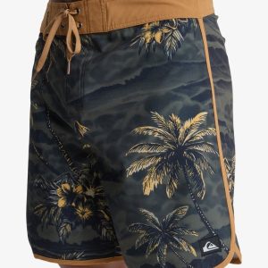 Boardshort Surfsilk Scallop Quiksilver Black Sundown da uomo con gamba smerlata e vita fissa.