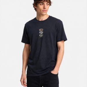 Maglietta Harmony Spiral Quiksilver blue da uomo con maniche corte e stampa serigrafica fronte e retro
