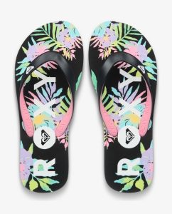 Infradito Rg Tahiti Roxy da ragazza, senza PVC, con cinturini in TR, logo a cuore e plantare in EVA riciclata. Scoprili da Soul Wave.