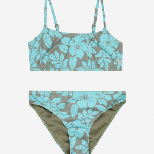 Bikini Roxy Spirit Set Roxy da ragazza con top triangolare, spalline regolabili e logo ricamato.