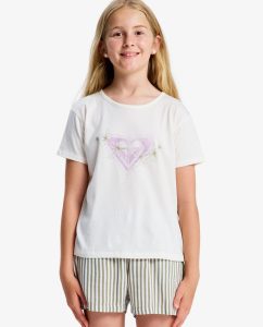T-shirt Lilyregular Night Roxy da ragazza con girocollo e serigrafia frontale.
