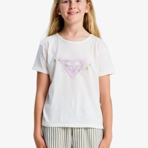 T-shirt Lilyregular Night Roxy da ragazza con girocollo e serigrafia frontale.