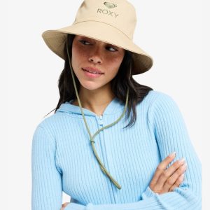 Cappello Bucket Come To Brazil Roxy da donna con coulisse, stopper e logo ricamato.