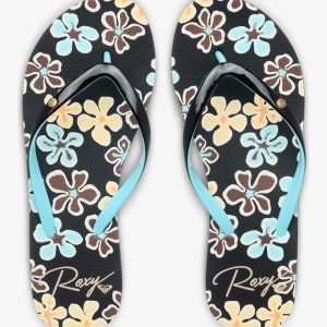 Infradito Portofino Roxy brown/blue da donna con cinturini in TR e plantare con grafica Roxy.