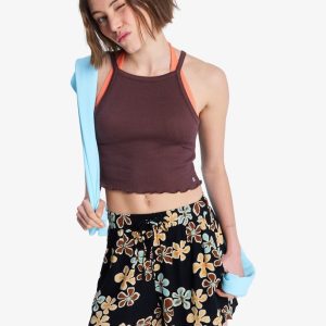 Shorts Lekeitio Break Flowers Roxy da donna con vita elasticizzata, coulisse, tasche e stampa all-over.