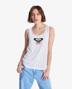 Canotta Surfclassic Roxy da donna con collo a barchetta e serigrafia frontale.