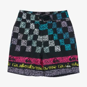 Costume Volley Everyday Printed Quiksilver da bambino blu con stampa all-over e vita elasticizzata.