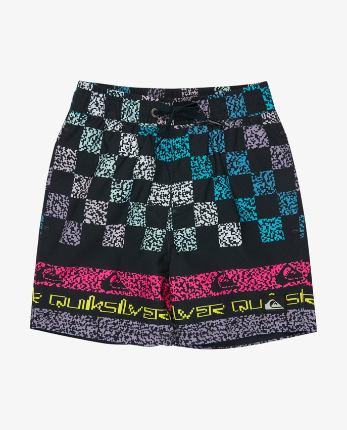 Costume Volley Everyday Printed Quiksilver da bambino blu con stampa all-over e vita elasticizzata.