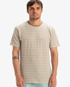 Maglietta Street Way Quiksilver da uomo grigia a righe con maniche corte e girocollo.