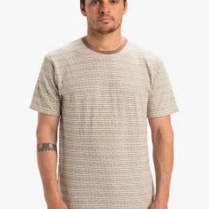 Maglietta Street Way Quiksilver da uomo grigia a righe con maniche corte e girocollo.